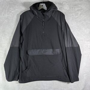 Lululemon Grid Fleece Anorak Jacket Mens Size Medium Hooded Black Quarter Zip